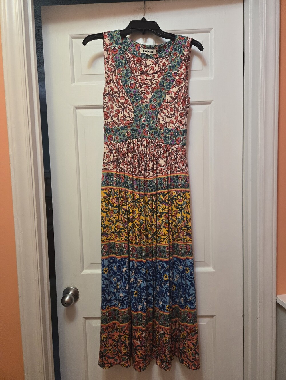 Boden Sleeveless Maxi Dress in Yellow, Blue, Teal, Coral